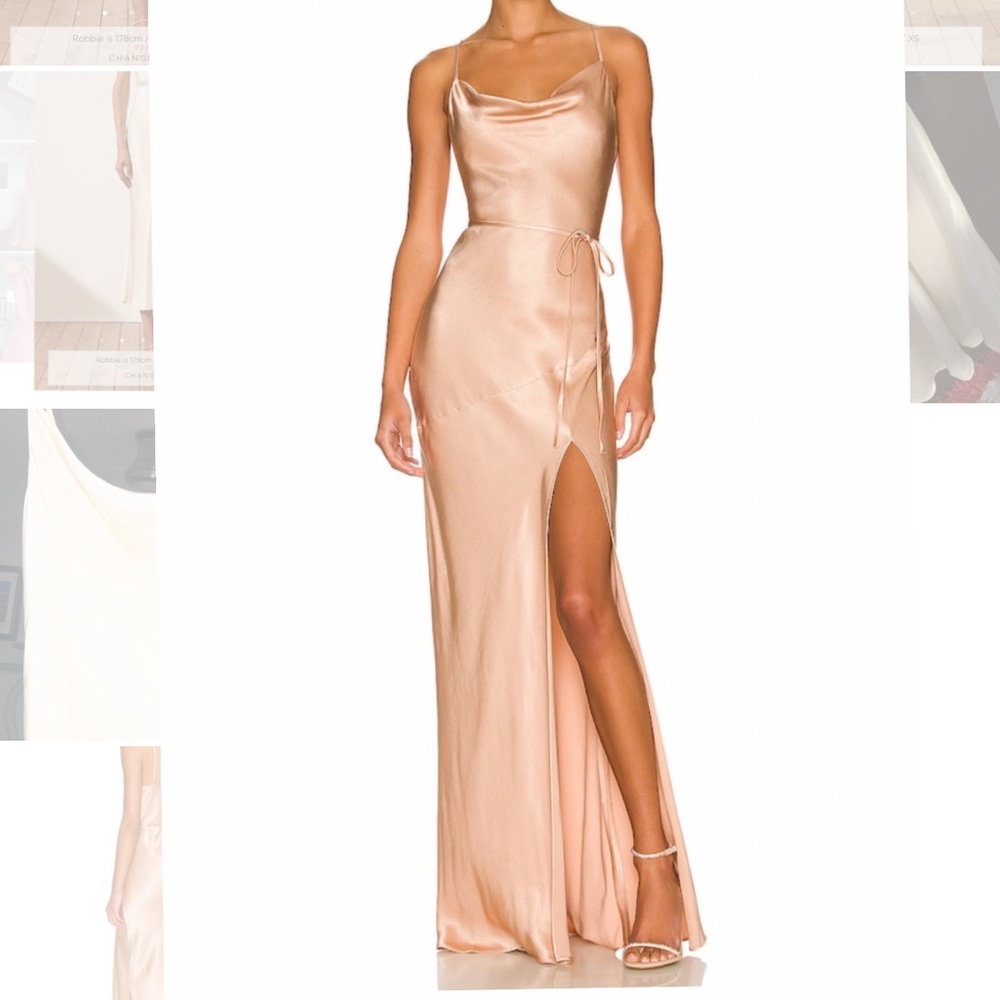 Shona Joy LA LUNE BIAS COWL MAXI DRESS with Slit - CREAM
